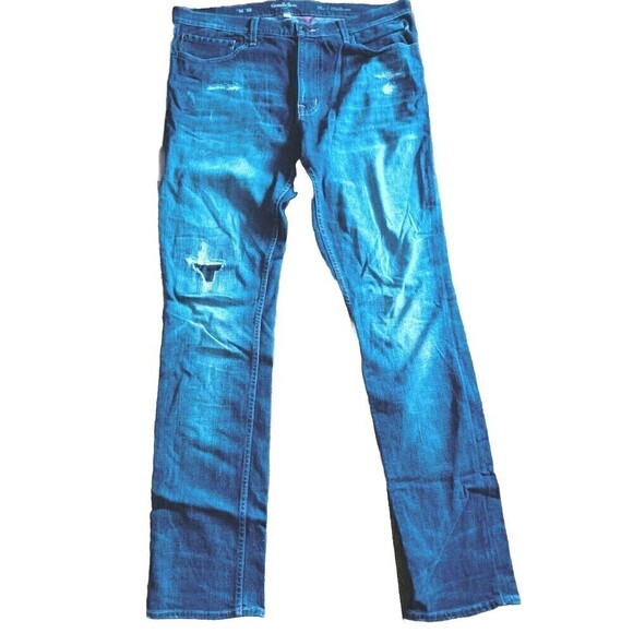 Goodfellow & Co Mens Size 38x36 Slim Total Flex Distressed Patchwork Blue Jeans - Picture 1 of 11